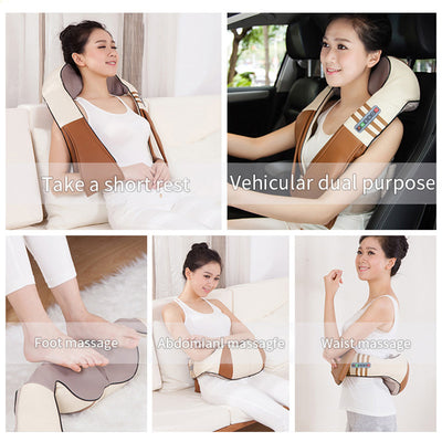 U Shape Electrical Shiatsu Back Neck Shoulder Body Massager Infrared Heated Kneading Car/Home Massager with gift box Getbrewtaps.com