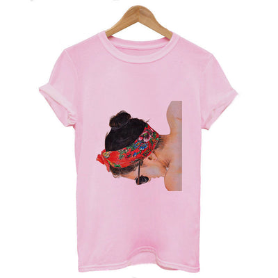 Plus Size Women Summer Vogue Print Lady Casual T-shirt Tops Harajuku Streetwear Short Sleeve O-Neck Tops Tees Camisetas Mujer Getbrewtaps.com