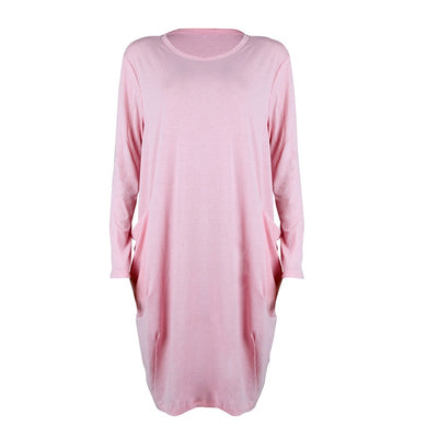 Women Casual Loose Dress with Pocket Ladies Fashion O Neck Long Tops Female T Shirt Dress Streetwear Plus Size 5XL vestidos Getbrewtaps.com