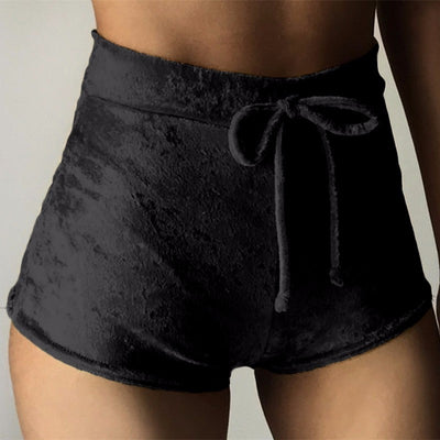 S-XL women velvet drawstring shorts plus size casual high waist 2018 winter sexy skinny booty shorts feminine Getbrewtaps.com