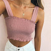 2020 New Summer Autumn Tube Crop top Women Bow Tie Strap Ruched tank Top Lettuce Edge Elastic Camis 5 colors Getbrewtaps.com