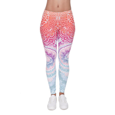 Brands Women Fashion Legging Aztec Round Ombre Printing leggins Slim High Waist  Leggings Woman Pants Getbrewtaps.com