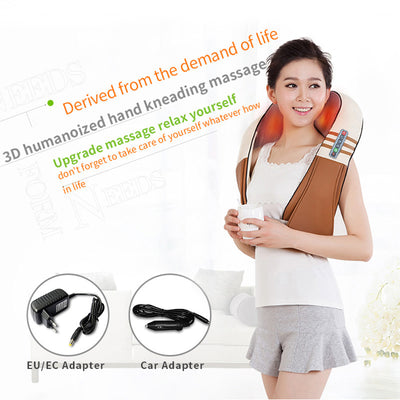 U Shape Electrical Shiatsu Back Neck Shoulder Body Massager Infrared Heated Kneading Car/Home Massager with gift box Getbrewtaps.com