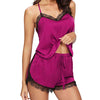 Women Sleepwear Pyjama Sets Sleeveless Strap Lace Trim Satin Cami Top Nightwear Femme Sexy Summer Homewear Sleepwears eprolo