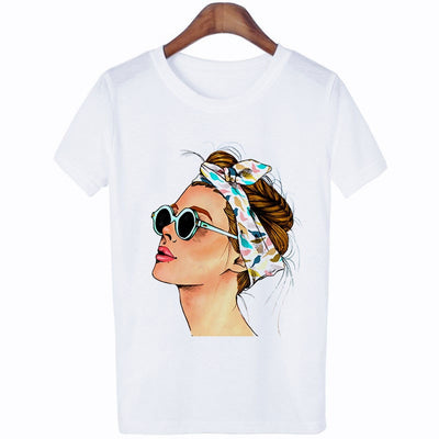 Plus Size Women Summer Vogue Print Lady Casual T-shirt Tops Harajuku Streetwear Short Sleeve O-Neck Tops Tees Camisetas Mujer Getbrewtaps.com