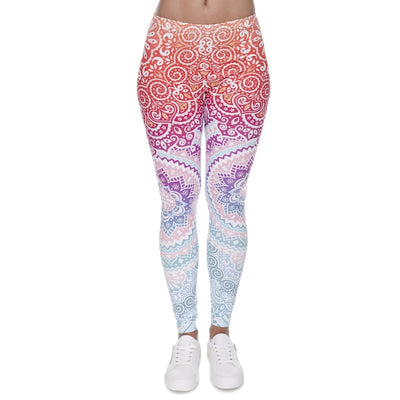Brands Women Fashion Legging Aztec Round Ombre Printing leggins Slim High Waist  Leggings Woman Pants Getbrewtaps.com