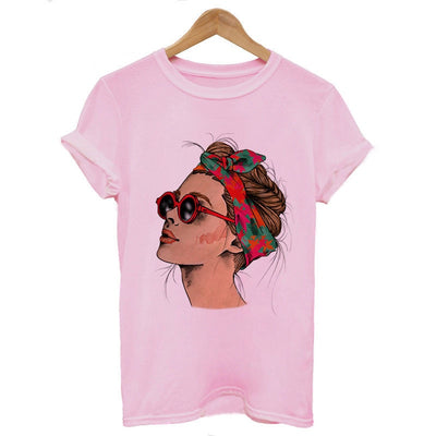 Plus Size Women Summer Vogue Print Lady Casual T-shirt Tops Harajuku Streetwear Short Sleeve O-Neck Tops Tees Camisetas Mujer Getbrewtaps.com