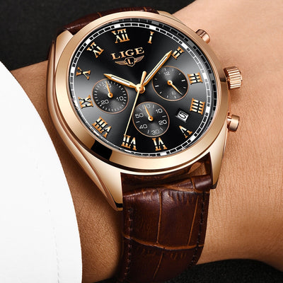 2020 LIGE Mens Watches Top Brand Luxury Waterproof 24 Hour Date Quartz Clock  Male Leather Sport Wrist Watch Relogio Masculino Getbrewtaps.com