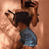 2020 New Summer Autumn Tube Crop top Women Bow Tie Strap Ruched tank Top Lettuce Edge Elastic Camis 5 colors Getbrewtaps.com