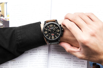CURREN Mens Watches Top Luxury Brand Waterproof Sport Wrist Watch Chronograph Quartz Military Genuine Leather Relogio Masculino Getbrewtaps.com