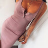WannaThis Knee-Length Dress Knitted Elastic Sleeveless Bodycon elegant Women 2019 Summer Sexy V-Neck Button Party Slim Dresses Getbrewtaps.com