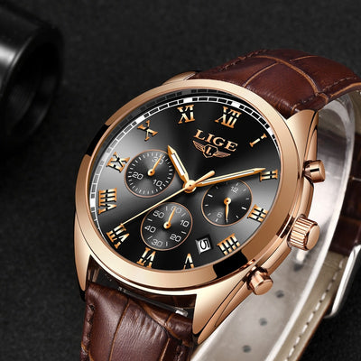 2020 LIGE Mens Watches Top Brand Luxury Waterproof 24 Hour Date Quartz Clock  Male Leather Sport Wrist Watch Relogio Masculino Getbrewtaps.com