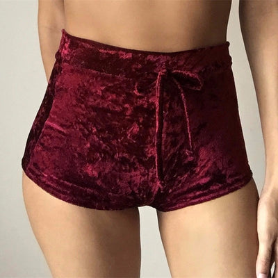 S-XL women velvet drawstring shorts plus size casual high waist 2018 winter sexy skinny booty shorts feminine Getbrewtaps.com
