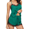 Women Sleepwear Pyjama Sets Sleeveless Strap Lace Trim Satin Cami Top Nightwear Femme Sexy Summer Homewear Sleepwears eprolo