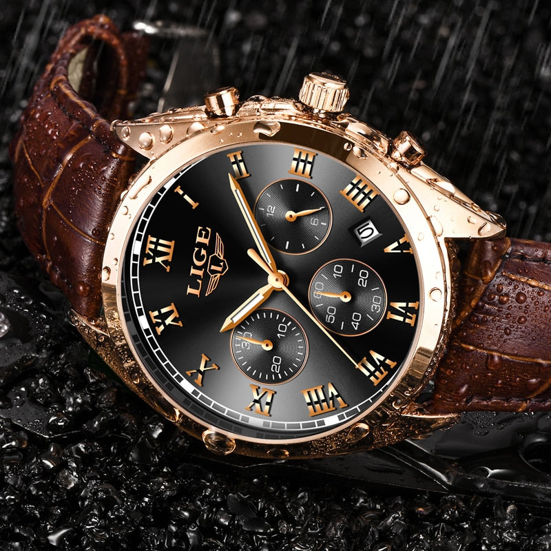 2020 LIGE Mens Watches Top Brand Luxury Waterproof 24 Hour Date Quartz Clock  Male Leather Sport Wrist Watch Relogio Masculino Getbrewtaps.com