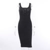 WannaThis Knee-Length Dress Knitted Elastic Sleeveless Bodycon elegant Women 2019 Summer Sexy V-Neck Button Party Slim Dresses Getbrewtaps.com