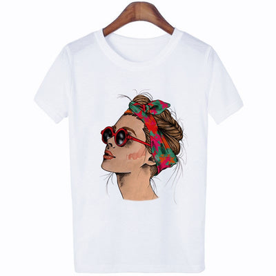 Plus Size Women Summer Vogue Print Lady Casual T-shirt Tops Harajuku Streetwear Short Sleeve O-Neck Tops Tees Camisetas Mujer Getbrewtaps.com