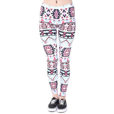 Brands Women Fashion Legging Aztec Round Ombre Printing leggins Slim High Waist  Leggings Woman Pants Getbrewtaps.com