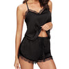 Women Sleepwear Pyjama Sets Sleeveless Strap Lace Trim Satin Cami Top Nightwear Femme Sexy Summer Homewear Sleepwears eprolo