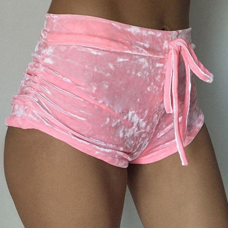 S-XL women velvet drawstring shorts plus size casual high waist 2018 winter sexy skinny booty shorts feminine Getbrewtaps.com
