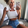 2020 New Summer Autumn Tube Crop top Women Bow Tie Strap Ruched tank Top Lettuce Edge Elastic Camis 5 colors Getbrewtaps.com