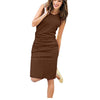 Jocoo Jolee Women Causal Sleeveless Pockets Pencil Dress 2020 Summer Solid Drawstring Waist Beach Party Sundress Getbrewtaps.com