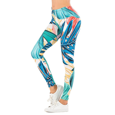 Brand Sexy Women Legging leaf Printing Fitness leggins Fashion Slim legins High Waist Leggings Woman Pants Getbrewtaps.com