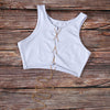 ArtSu Red Black White Metal Chain Sleeveless Crop Top Sexy Clubwear Women Adjustable Lace Up Hollow Out Tank Tops Tees Camisole Getbrewtaps.com
