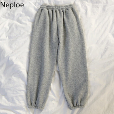 Neploe Pants Women 2020 Spring New Embroidery Elastic High Waist Ladies Trousers Loose Casual Beam Feet Pants Femme 1C285 Getbrewtaps.com