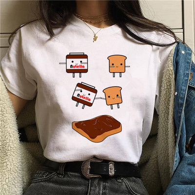 Nutella Kawaii Print T Shirt Women 90s Harajuku Ullzang Fashion T-shirt Graphic Cute Cartoon Tshirt Korean Style Top Tees Female Getbrewtaps.com