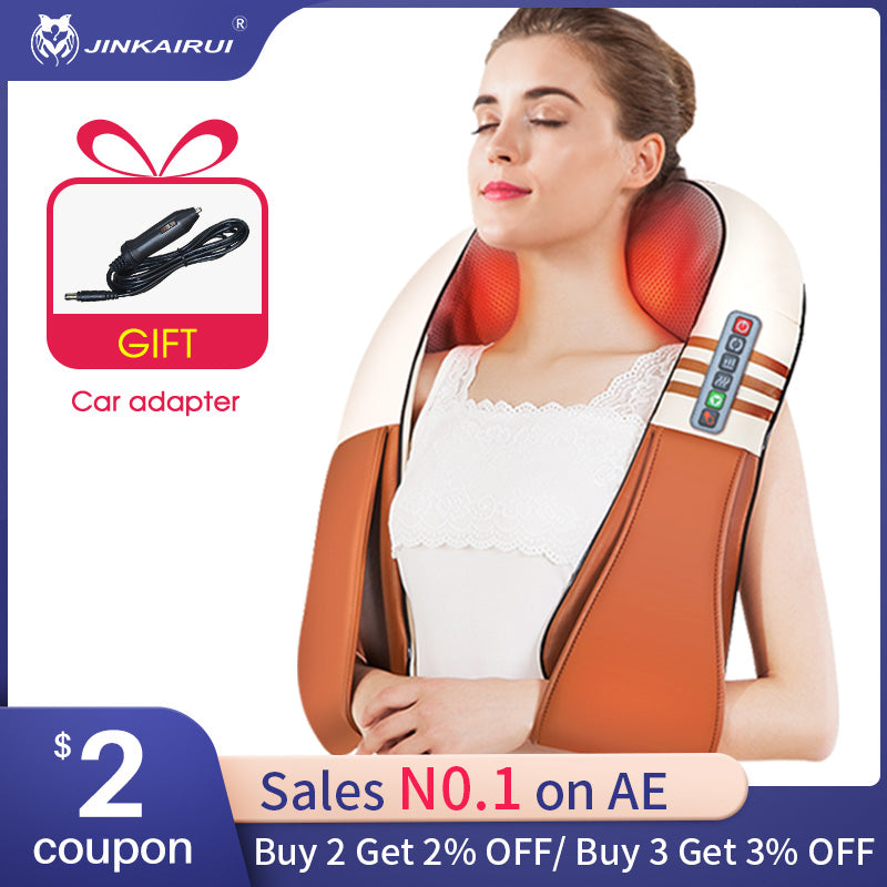U Shape Electrical Shiatsu Back Neck Shoulder Body Massager Infrared Heated Kneading Car/Home Massager with gift box Getbrewtaps.com