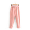 Tangada black suit pants woman high waist pants sashes pockets office ladies pants fashion middle aged pink yellow pants 6A22 Getbrewtaps.com