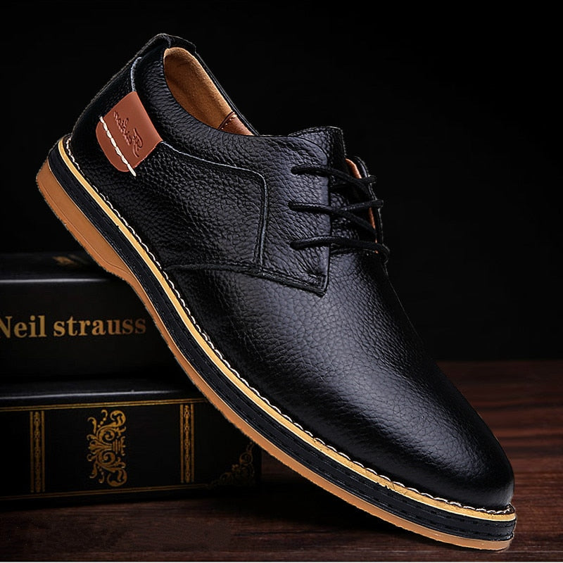 New Men Oxford Genuine PU Leather Dress Shoes Brogue Lace Up Flats Male Casual Shoes eprolo