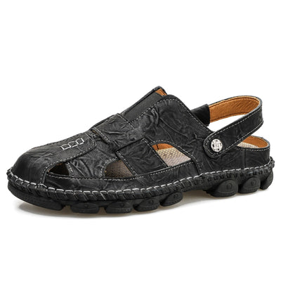 Genuine Leather Men Sandals Shoes Fretwork Breathable Fisherman Shoes Style Retro Gladiator Summer men Business Shoes eprolo