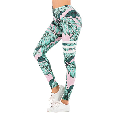 Brand Sexy Women Legging leaf Printing Fitness leggins Fashion Slim legins High Waist Leggings Woman Pants Getbrewtaps.com