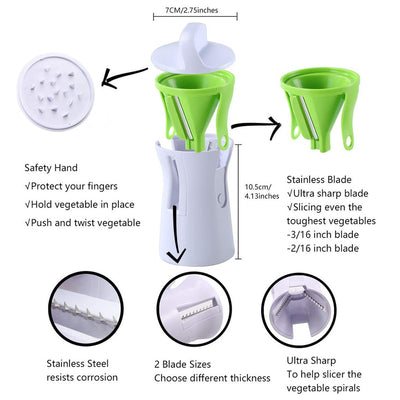 Portable Vegetable Slicer Handheld Spiralizer Peeler Spiral Slicer Stainless Steel for Potatoes Spaghetti Kitchen Accessories eprolo