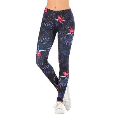 Brand Sexy Women Legging leaf Printing Fitness leggins Fashion Slim legins High Waist Leggings Woman Pants Getbrewtaps.com