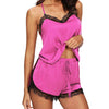 Women Sleepwear Pyjama Sets Sleeveless Strap Lace Trim Satin Cami Top Nightwear Femme Sexy Summer Homewear Sleepwears eprolo