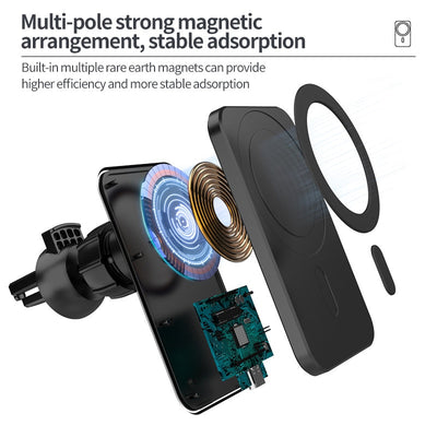 15w Magnetic Car Wireless Charger Phone Stand For Iphone 12 ProMax 12Mini Magsafe Car Holder eprolo