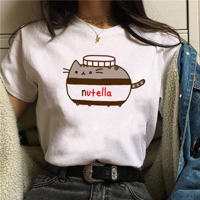 Nutella Kawaii Print T Shirt Women 90s Harajuku Ullzang Fashion T-shirt Graphic Cute Cartoon Tshirt Korean Style Top Tees Female Getbrewtaps.com