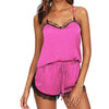 Women Sleepwear Pyjama Sets Sleeveless Strap Lace Trim Satin Cami Top Nightwear Femme Sexy Summer Homewear Sleepwears eprolo