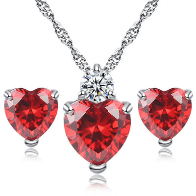 Pomegranate Red Crystal Necklace Earrings eprolo