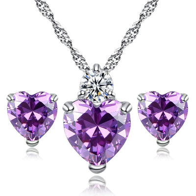 Pomegranate Red Crystal Necklace Earrings eprolo