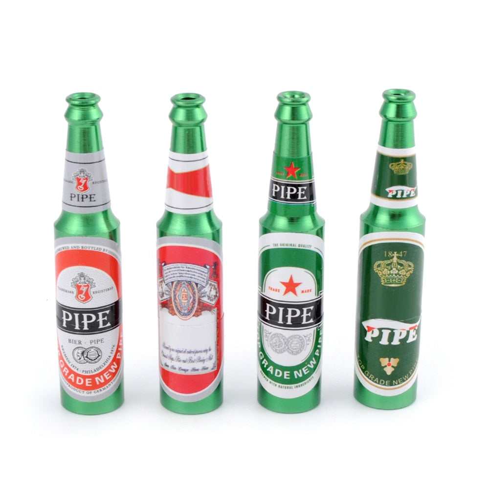New Design Mini Beer Smoking Metal Herb Tobacco Pipes Portable Creative Gifts 5 Random Colors Tube Pipes Accessories eprolo