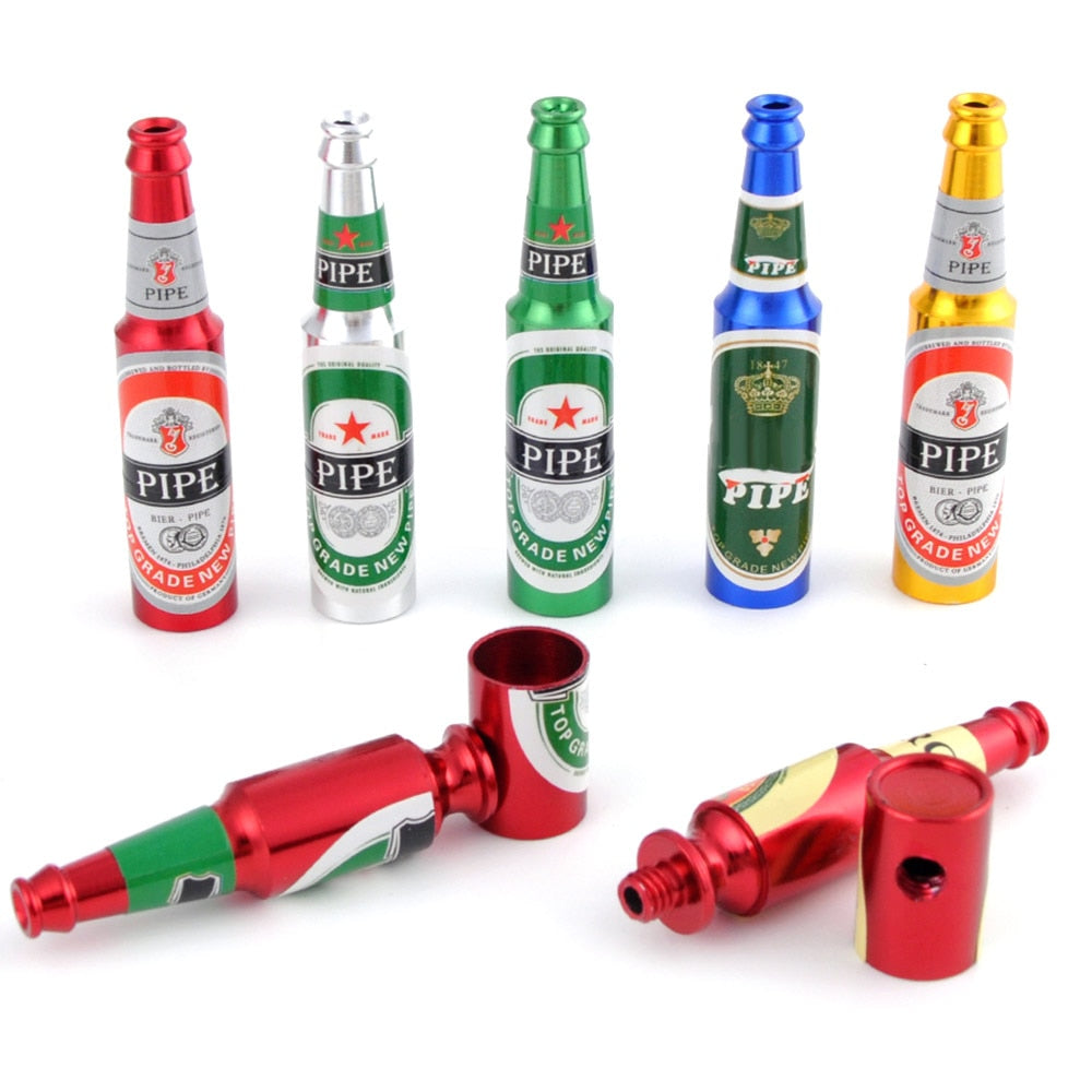 New Design Mini Beer Smoking Metal Herb Tobacco Pipes Portable Creative Gifts 5 Random Colors Tube Pipes Accessories eprolo