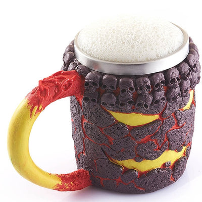 Personalized Skull Mug Double Wall Stainless Steel Knight Tankard Dragon Drinking Tea Beer Coffee Cup Caneca Viking Gift eprolo
