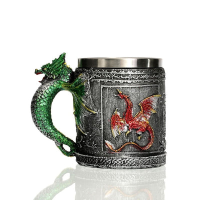 Personalized Skull Mug Double Wall Stainless Steel Knight Tankard Dragon Drinking Tea Beer Coffee Cup Caneca Viking Gift eprolo