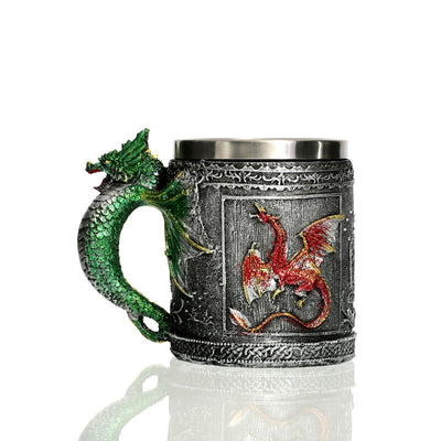 Personalized Skull Mug Double Wall Stainless Steel Knight Tankard Dragon Drinking Tea Beer Coffee Cup Caneca Viking Gift eprolo