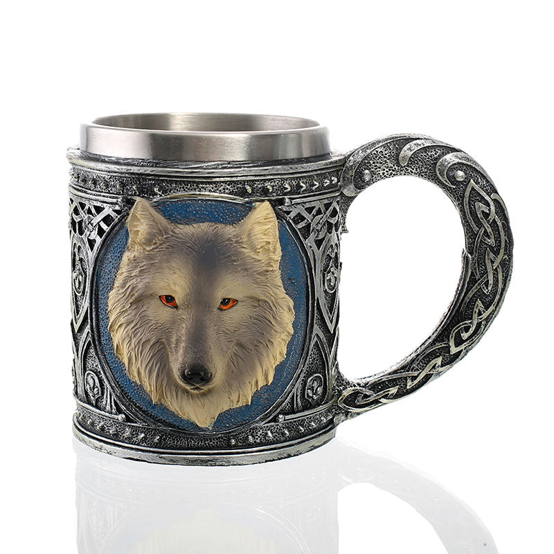 Personalized Skull Mug Double Wall Stainless Steel Knight Tankard Dragon Drinking Tea Beer Coffee Cup Caneca Viking Gift eprolo