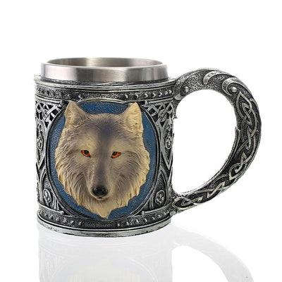 Personalized Skull Mug Double Wall Stainless Steel Knight Tankard Dragon Drinking Tea Beer Coffee Cup Caneca Viking Gift eprolo